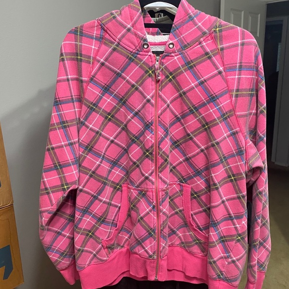 pink plaid hoodie